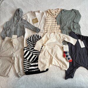 9 piece lot gender neutral baby clothes TANE kimono 6 mo-2T many NWT Petit Lem+